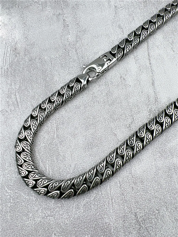 S925 Sterling Silver Women's Necklace Men's New Fashion Jewelry Personalized Versatile Retro Punk party Dragon pattern chain
