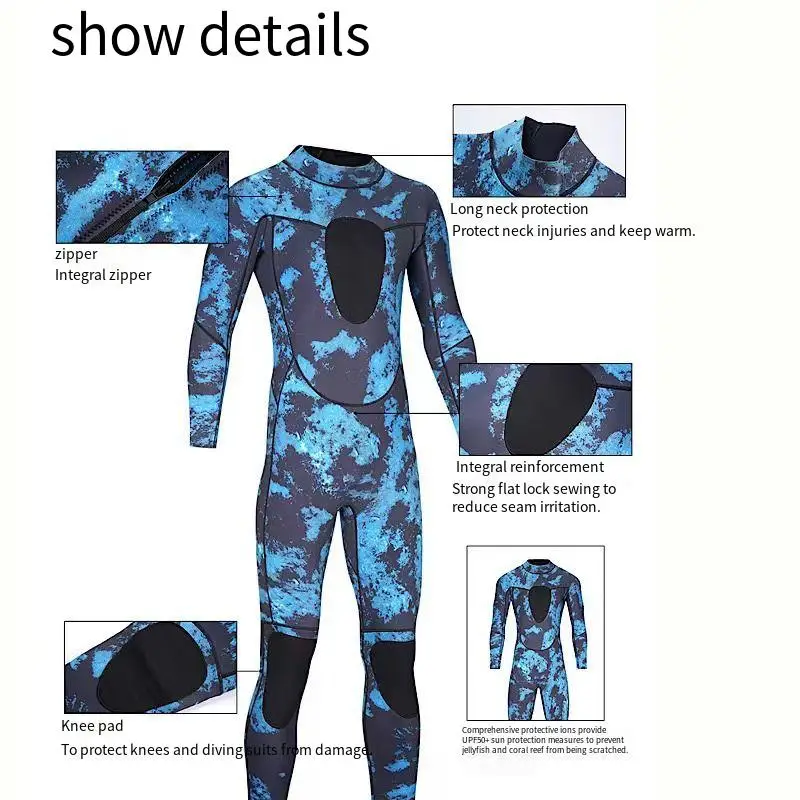 2024 Men Camouflage Wetsuit 3mm Neoprene Surfing Scuba Diving Snorkeling Swimming Body Suit Wetsuit Surf Kitesurf Equipment