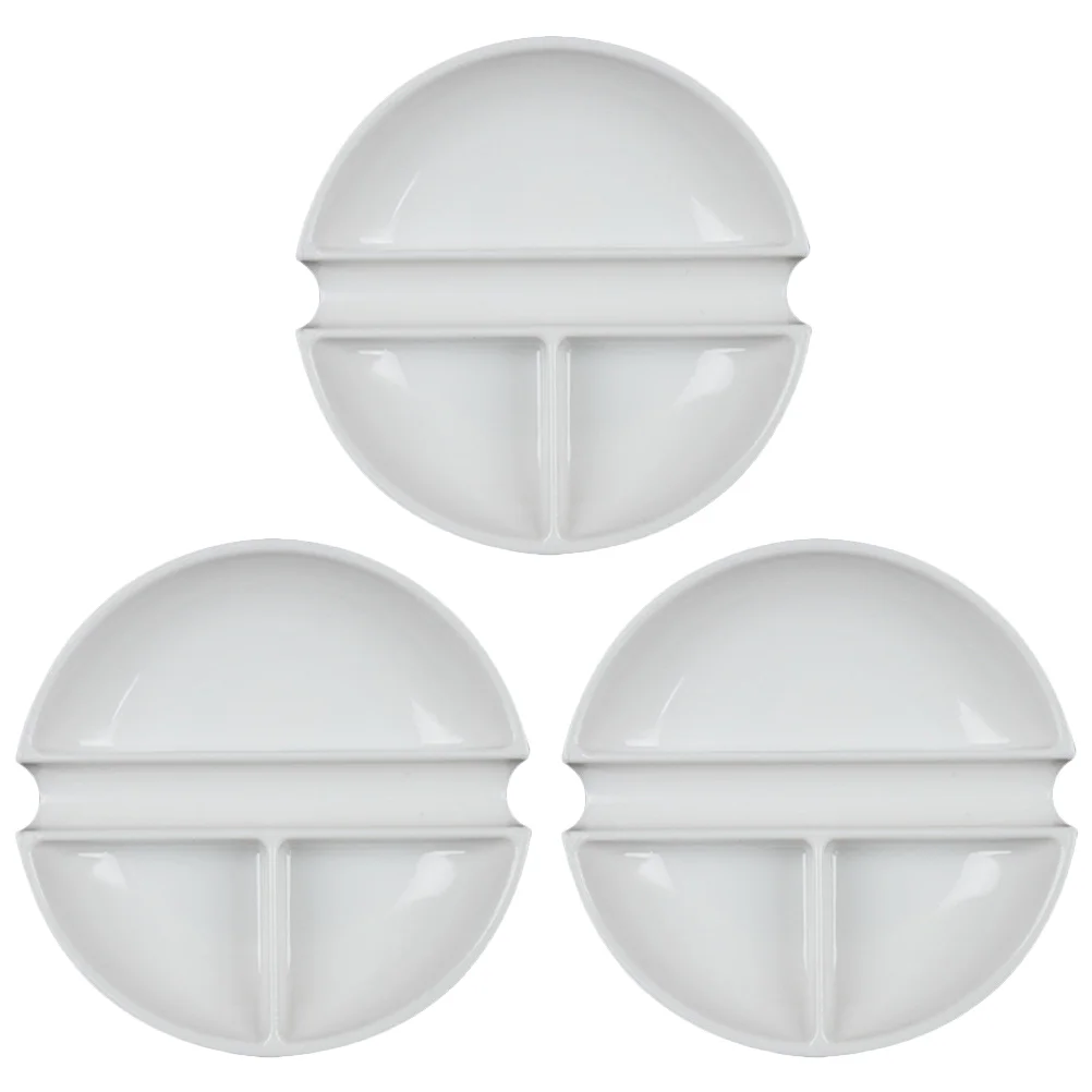 

3 PCS Imitation Porcelain Palette Ink Plate Paint Tray for Kids Color Mixer Round New Material