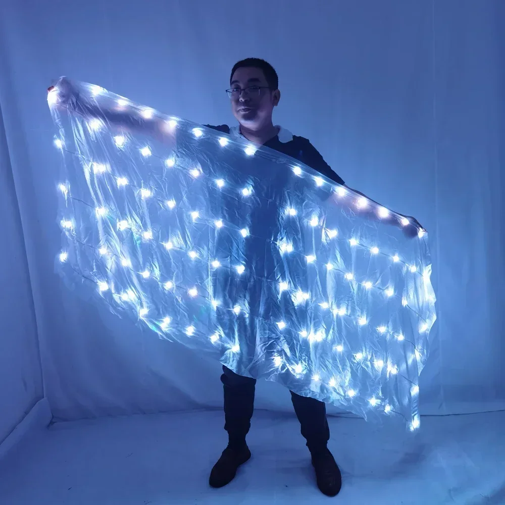 LED Veils Light Silk Performance Props Accessories Rainbow Colored Rectangle Veil Silk Belly Dance