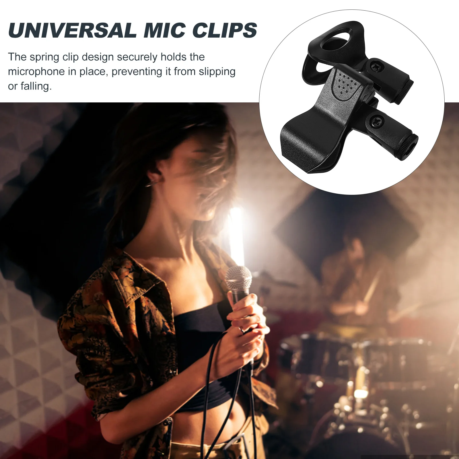 

2Pcs Microphone Clips Universal Stand Mount Holder Spring Lock Design for Secure Mic Fixing in Recording Microphone Clip