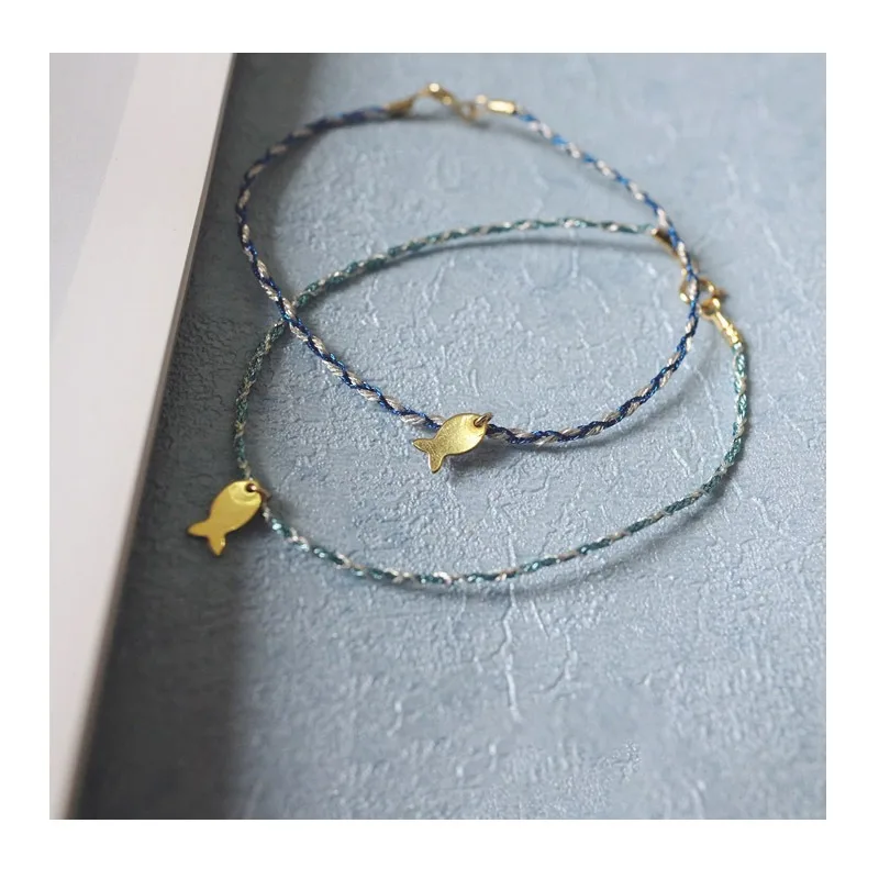 

Gold-plated Blue Woven Cute Fresh Fish Hand Rope Bracelet Female Fashion Simple Wind Gift for Girlfriend