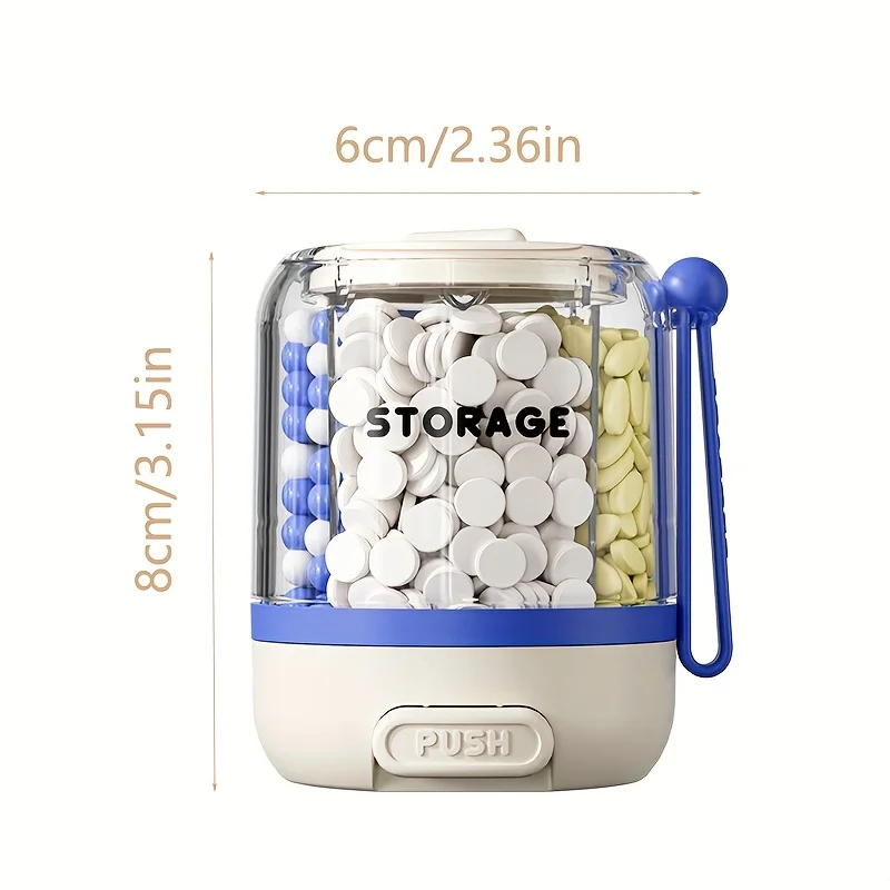 1pc Portable Large Capacity Pill Divider Bottle, 4-Compartment Removable Partition Vitamin Storage Box with Anti-Mix Design