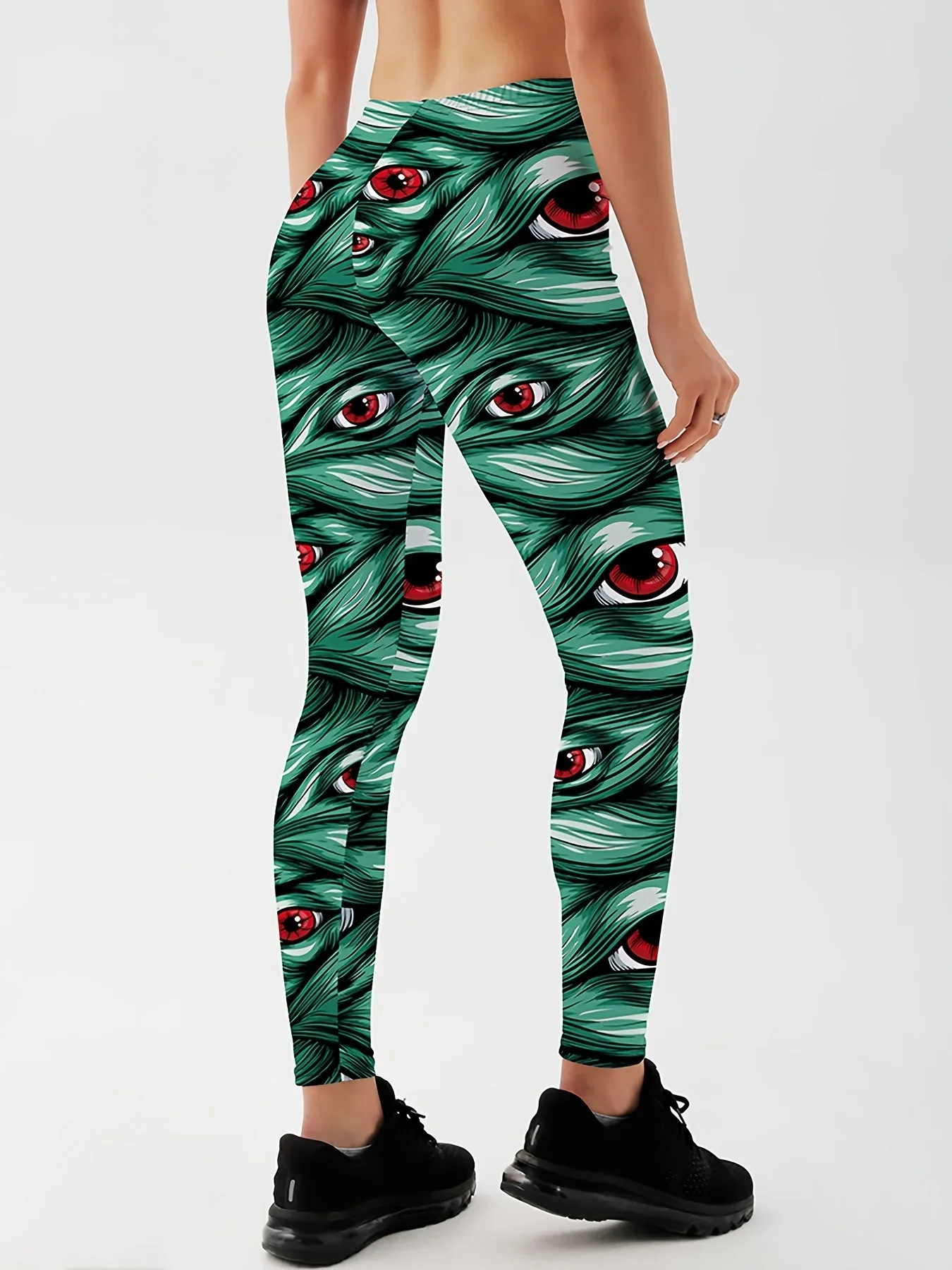 أزياء المرأة عين الشر المطبوعة طماق للياقة البدنية عالية الخصر الصالة الرياضية يغطي الرجل رفع تجريب المرأة الأخضر طباعة سليم اليوغا طماق