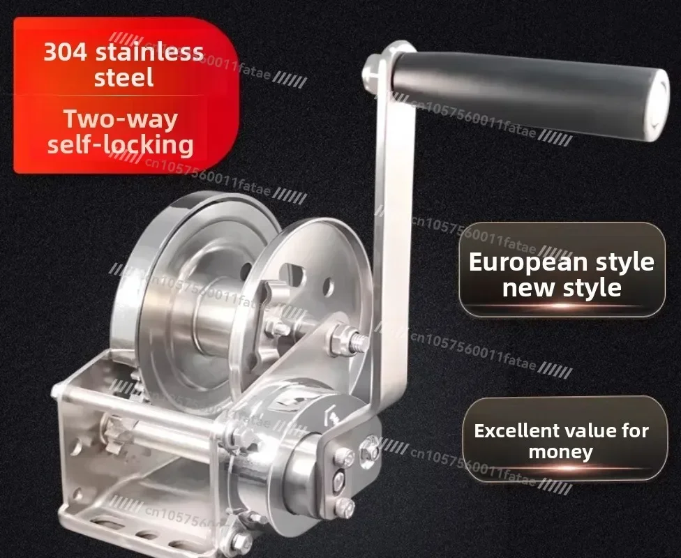 304 Stainless Steel Two-way Self-locking Hand Crank Manual Winch image 5