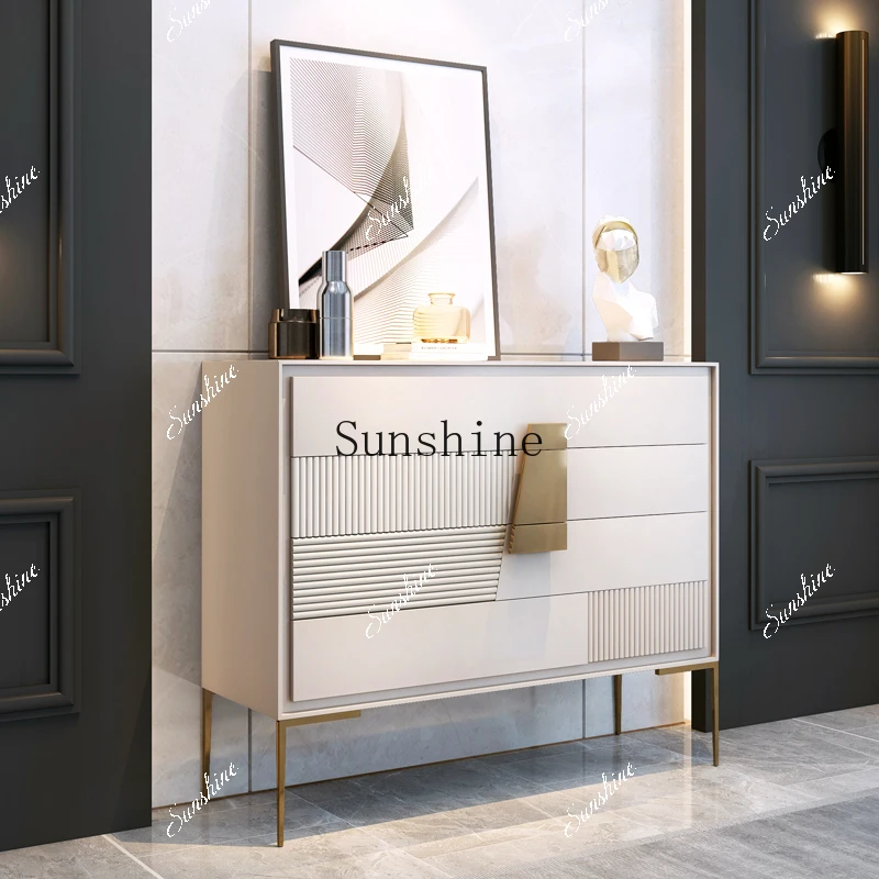 Italian light luxury simple living room rock slab storage/master bedroom cream wind chest of drawers  FT