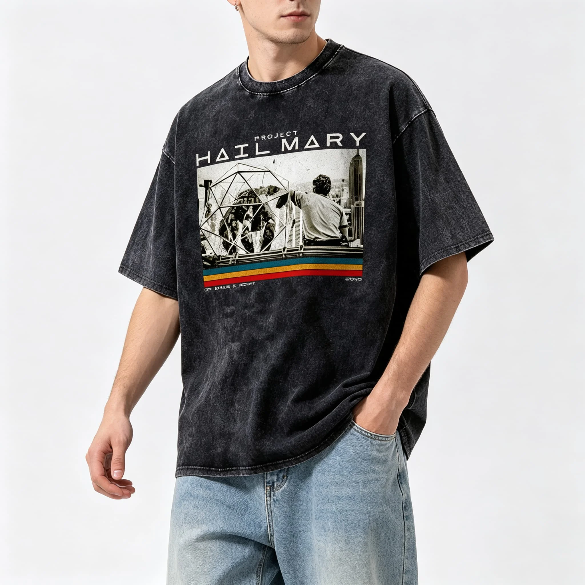Vintage Project Hail Mary Alien Poster Summer Oversize Women's Tshirt Unisex Tee Top Men's Cotton Short Sleeve Washed T Shirt