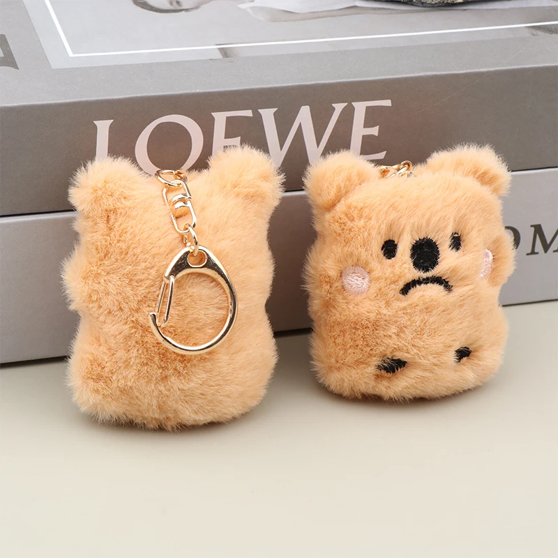 Squeaking Smiling Or Crying Little Bear Keychain Plush Pendant Cute Girl Pendant Mobile Phone Case Women Bag Pendant Gift