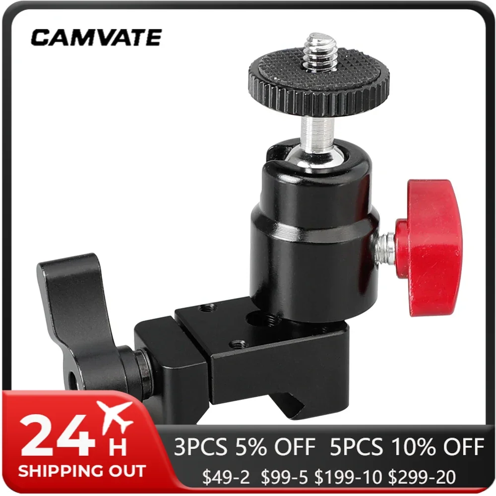 Mini testa a sfera CAMVATE 1/4 "-20 con morsetto NATO per Monitor fotocamera DSLR C2036