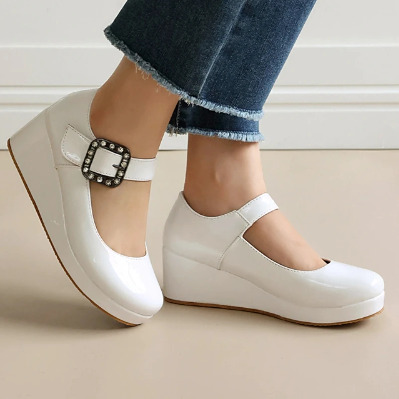 2026 High Heels Pumps Shoes for Women Big Size 48 Platform Blue Pink Black Sexy Wedges Heeled Wedding Mary Jane Dance Shoes
