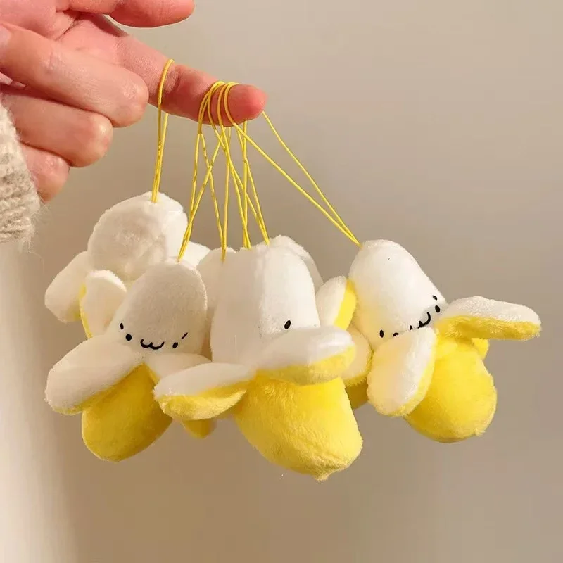 Cartoon-Bananen-Plüsch-Schlüsselanhänger, niedlicher kleiner Frucht-Puppen-Anhänger, Schlüsselring für Mädchen, Taschen-Ornamente, Studenten-Buch-Accessoires, Geschenke