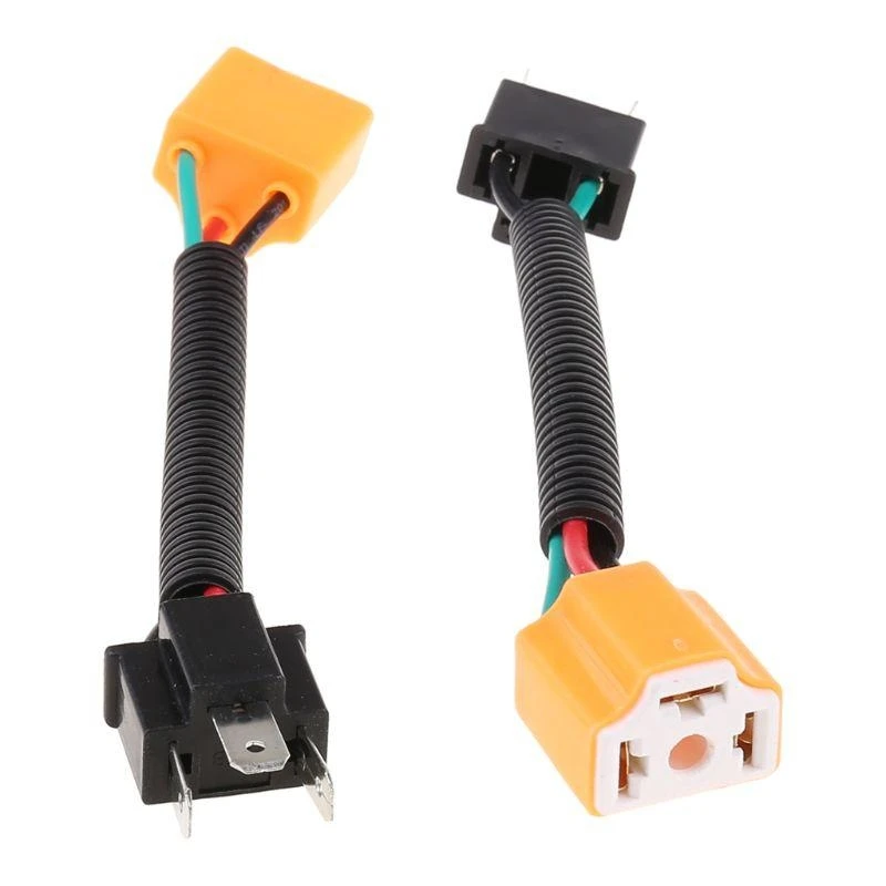 2Pcs H4 9003 Ceramic Wire Harness Plug Cable Headlights Connector Extension New Drop Shipping