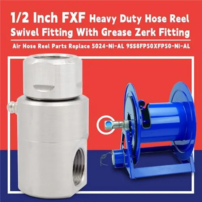 AT19-6Pcs 1/2In Hose Reel Swivel,5024-Ni-AL FXF Heavy Duty Steel Hose Reel Swivel With Grease Fitting