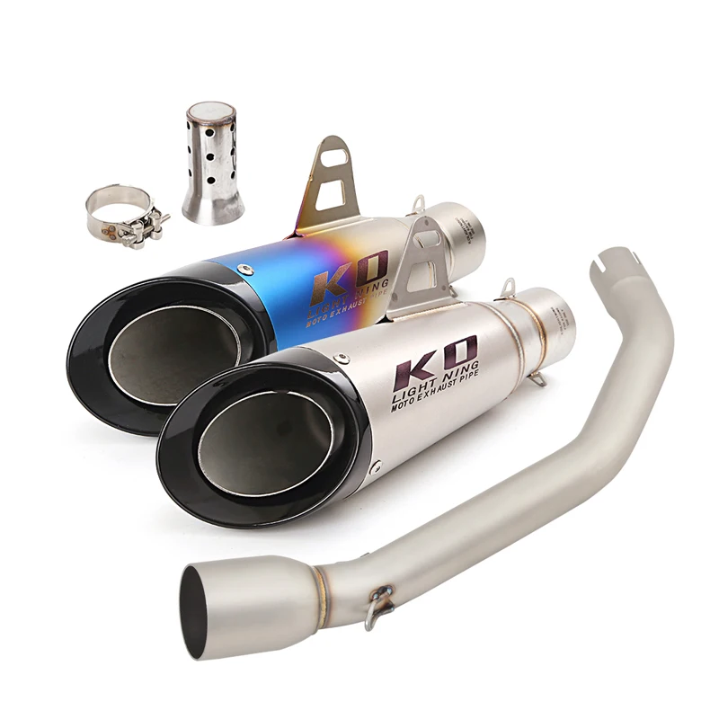 

For VOGE 350AC 2023 Motorcycle Exhaust Muffler Mid Link Pipe Stainless Steel Without DB Killer Slip On Black/Blue Silencer