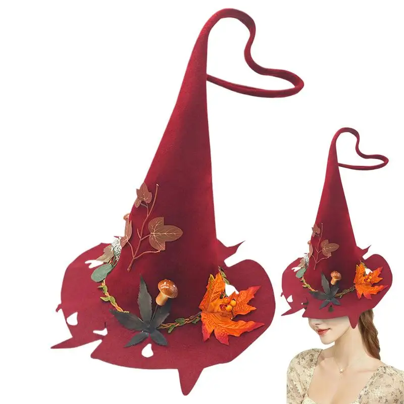 Halloween Felt Witch Hats Wicked Witch Felt Tip Hat Halloween Witch Hat Caps Hanging Witch Hat Adult Peaked Hat Props Decor