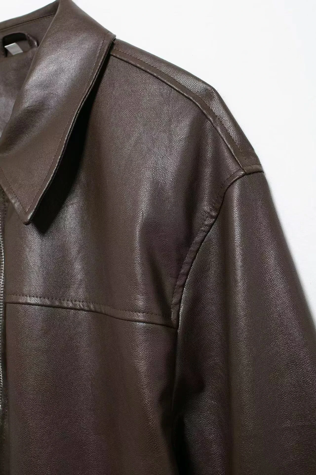 ZERAINS Autumn new women's clothing European and American style French fashion versatile textured leather jacket