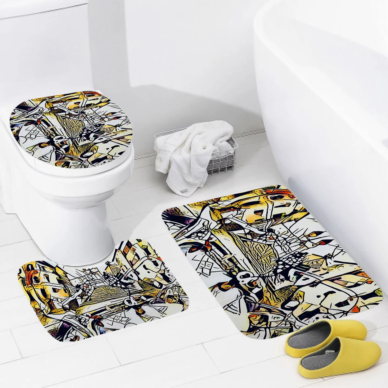 Home bathroom floor mats Bath Foot mat Animal oil paint style modern bathroom accessorie rug Toilet mat Bathtub anti-slip carpet