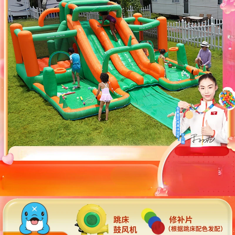 

Waterslide Inflatable Castle Double Slide Trampoline outside Inflatable Castle Playing Ball Pool Trampoline