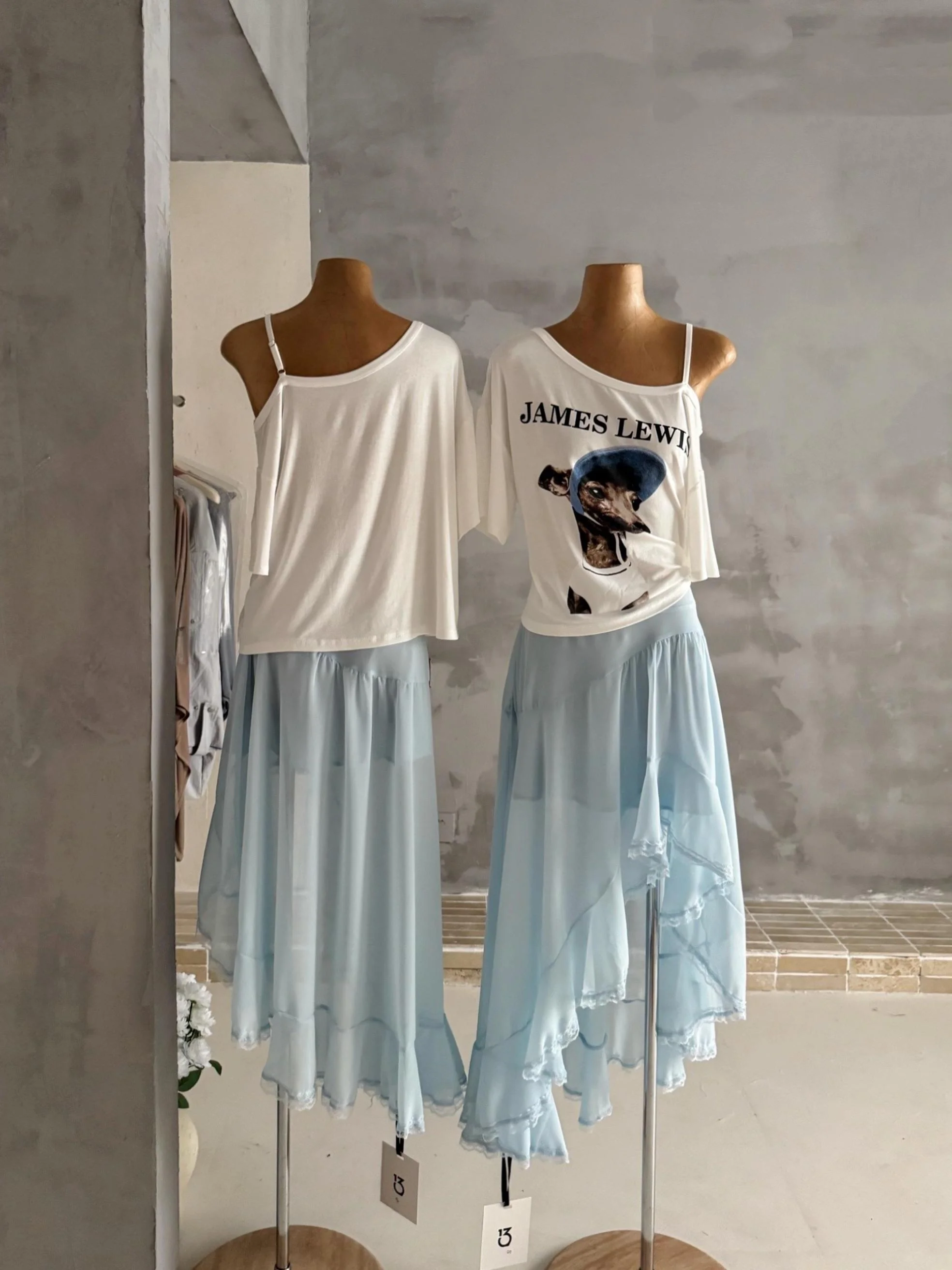 

Summer Floral Print Half Skirt Set Women's Lace Trim Asymmetrical Two-Piece Ensemble Casual Fashionable Student Work Uniform