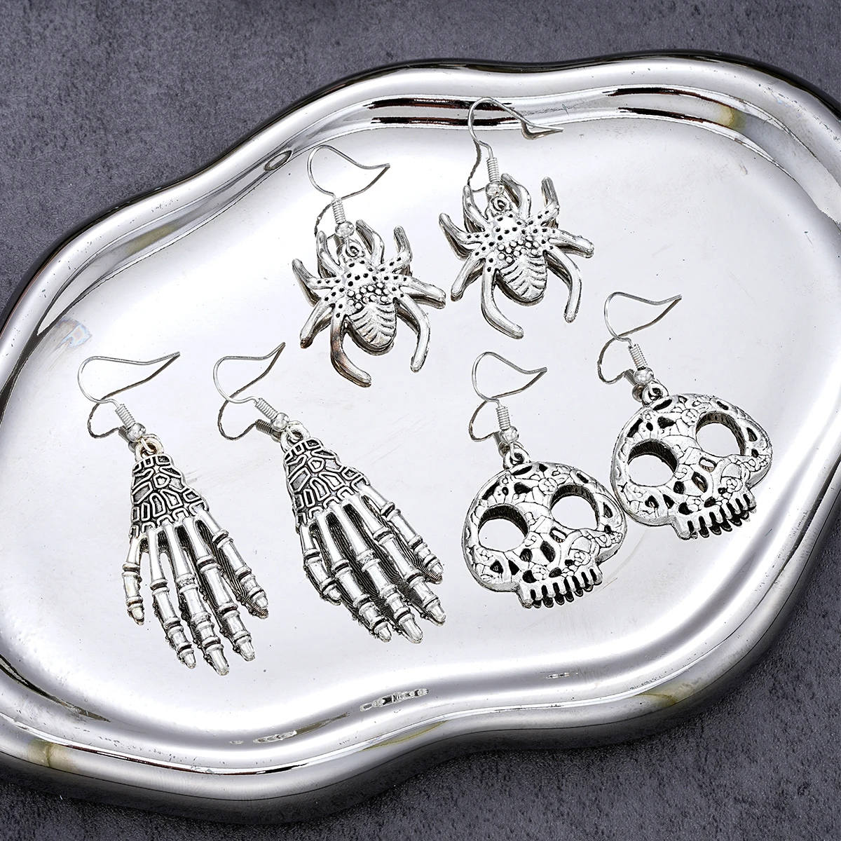 6-częściowy zestaw kolczyków Punk Halloween Gothic Spooky Pumpkin Spider Designs Dangle Earring Vintage Biżuteria Idealna na imprezy Prezent Nowy