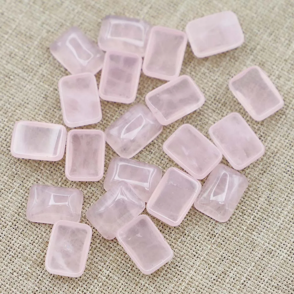 Natural Stone Rose Quartz Square Shape CAB Cabochon Bead for Jewelry&Clothes Accessories 14x10mm Wholesale 50Pcs Free Shipping