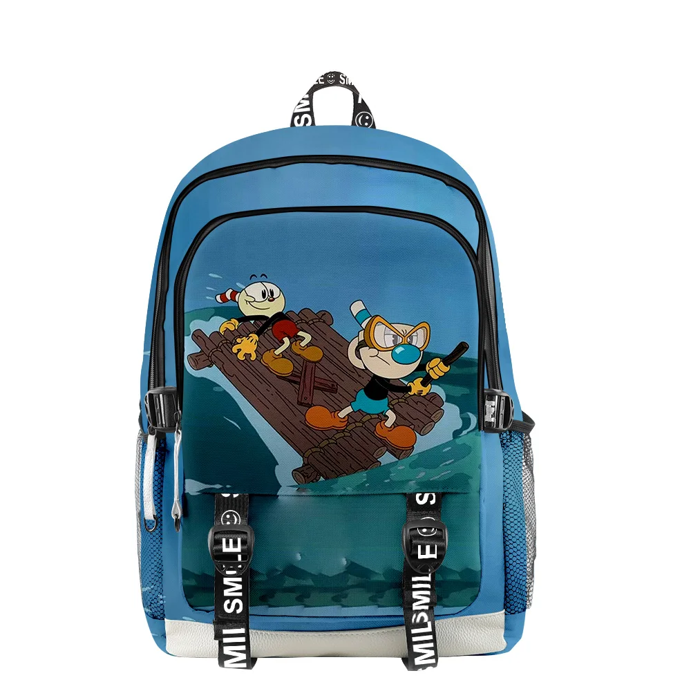 Imagem -04 - Cuphead Mostrar dos Desenhos Animados 2023 Novo Zíper Mochila Bolsa de Escola Único Daypack Traval Bolsa Oxford Pano o