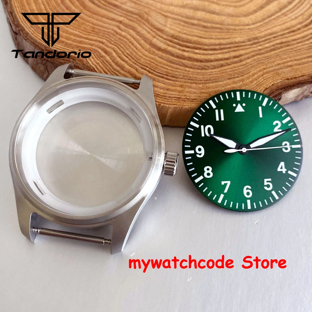 39mm Pilot Watch Case 20ATM No date window Dial Hands Set Sapphire Glass fit NH35 NH36 Miyota8215 ETA2824 PT5000 Movt Watch Part