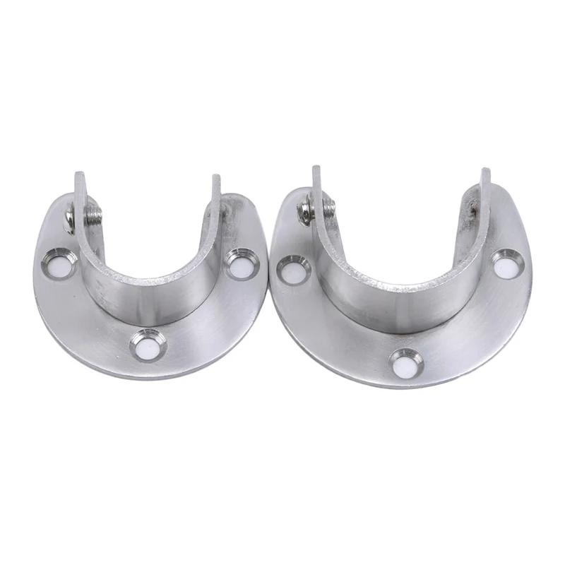 2/4PCS Thick Stainless Steel Tubular Bracket Socket Storage Holder For Wardrobe Bar Shower Curtain Cabinet Pole Socket Brackets view 4