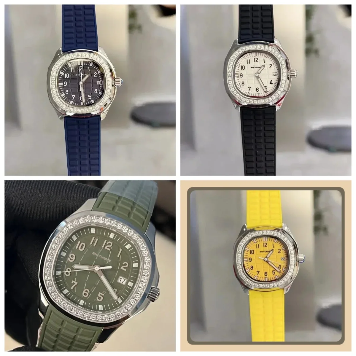 

A81 Store Diamond calendar ladies quartz casual watch stainless steel dial full function world time rubber strap