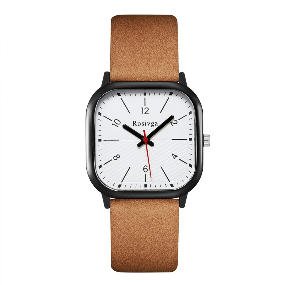 

fashion square dial men leather quartz business watch