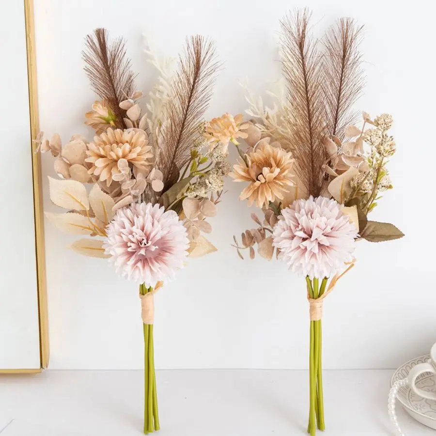 

Artificial Flower Silk Ditch Reed Chrysanthemum Wedding Bride Bouquet Diy Gift Home Vase Court Festival Outdoor Garden ArchDecor