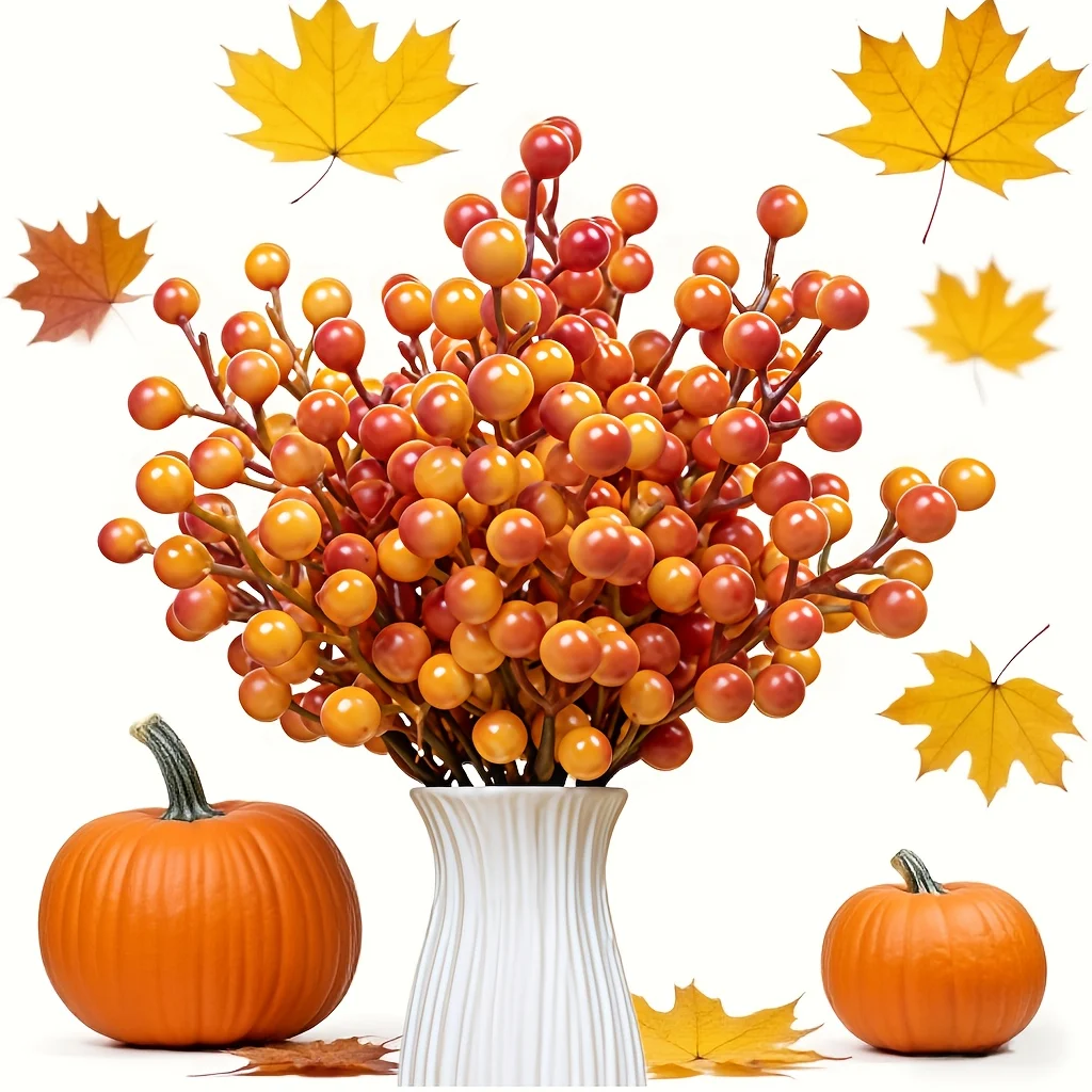 ช่อดอกไม้ประดับตกแต่งต้นคริสต์มาส 12 ชิ้น ผลเบอร์รี่สีเหลืองประดิษฐ์ สำหรับตกแต่งต้นคริสต์มาส ทำเองได้ ใช้สำหรับทำพวงหรีด ของขวัญปีใหม่ 2025 อุปกรณ์ตกแต่งบ้าน