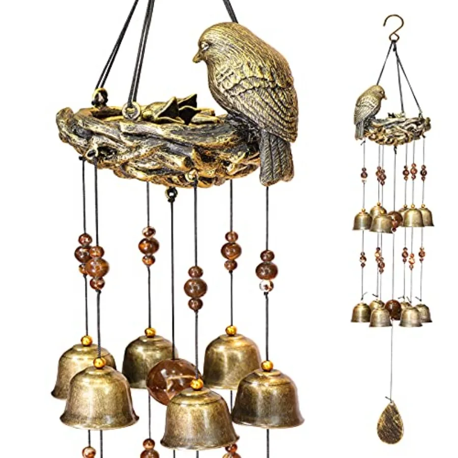 

Bird Nest Wind Chimes, Wind Chimes for Outside with 12 Wind Bells for Glory Mothers Love Gift, Bird Bells Chimes Hanging Decora