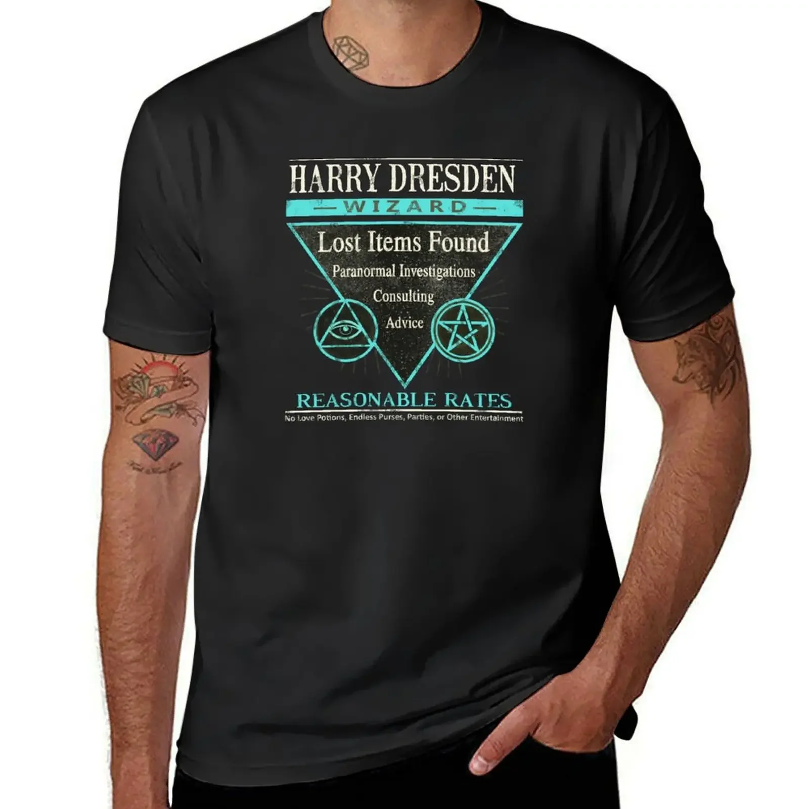 

Harry Dresden - Wizard - Reasonable Rates T-Shirt vintage t shirts korean fashion hippie clothes Men's cotton t-shirt