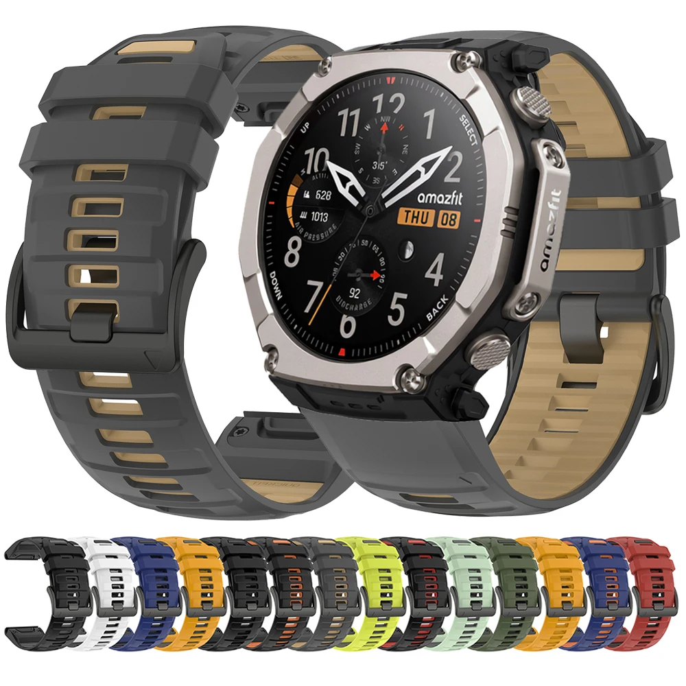 26mm QuickFit Silicone Band for Amazfit T-Rex Ultra 2 51mm Watch Strap Breathable Sport Waterproof Replacement Wristband
