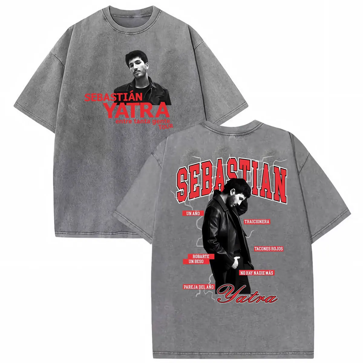 Sebastian Yatra Entre Tanta Gente Tour 2026 T Shirts Men Women Summer Gothic High Street T-shirt Vintage Washed Cotton Tee Shirt
