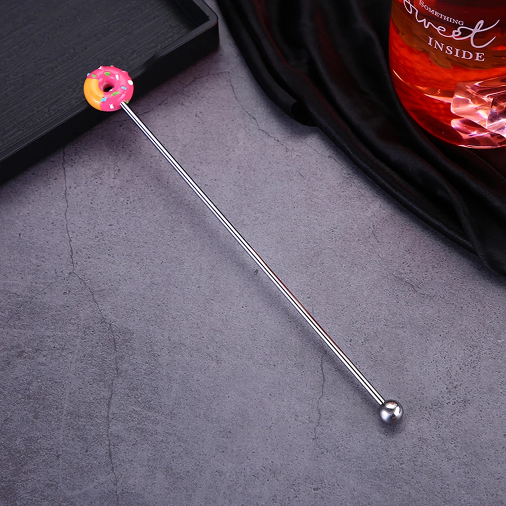 4 stücke runder Kopf Rührstab Edelstahl niedlichen Cartoon Donut Form Cocktail Kaffee Rührer Bar Rühr werkzeug