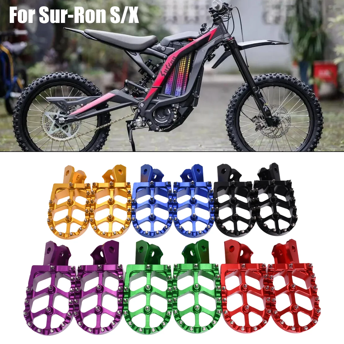 

Motorcycle CNC Footpegs Bracket Pedals Foot Pegs For Sur-Ron Sur Ron Surron Light Bee S & Light Bee X Electric Motocross Bike