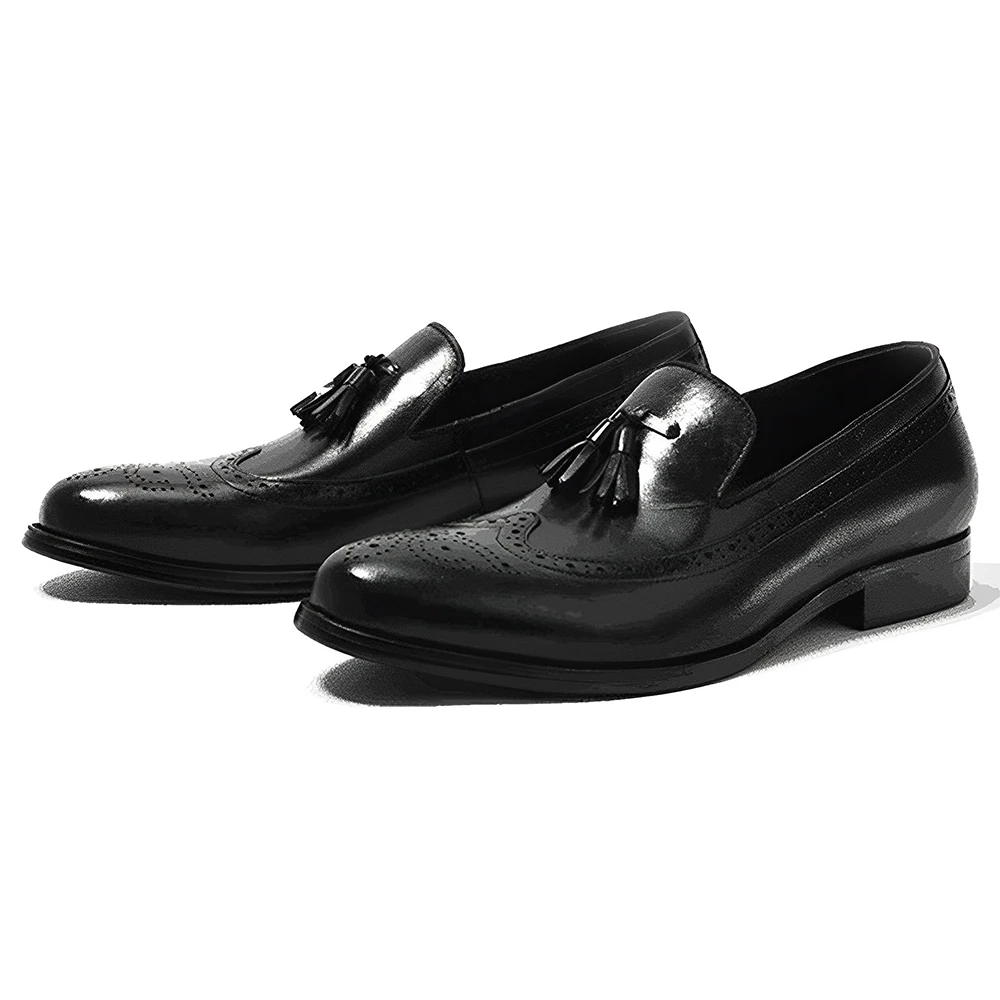 Elegante Klassieke Heren Kwastjes Echt Lederen Zachte Casual Loafers Comfortabele Slip-On Top Laag Koeienhuid Jurk Schoenen Voor Mannen