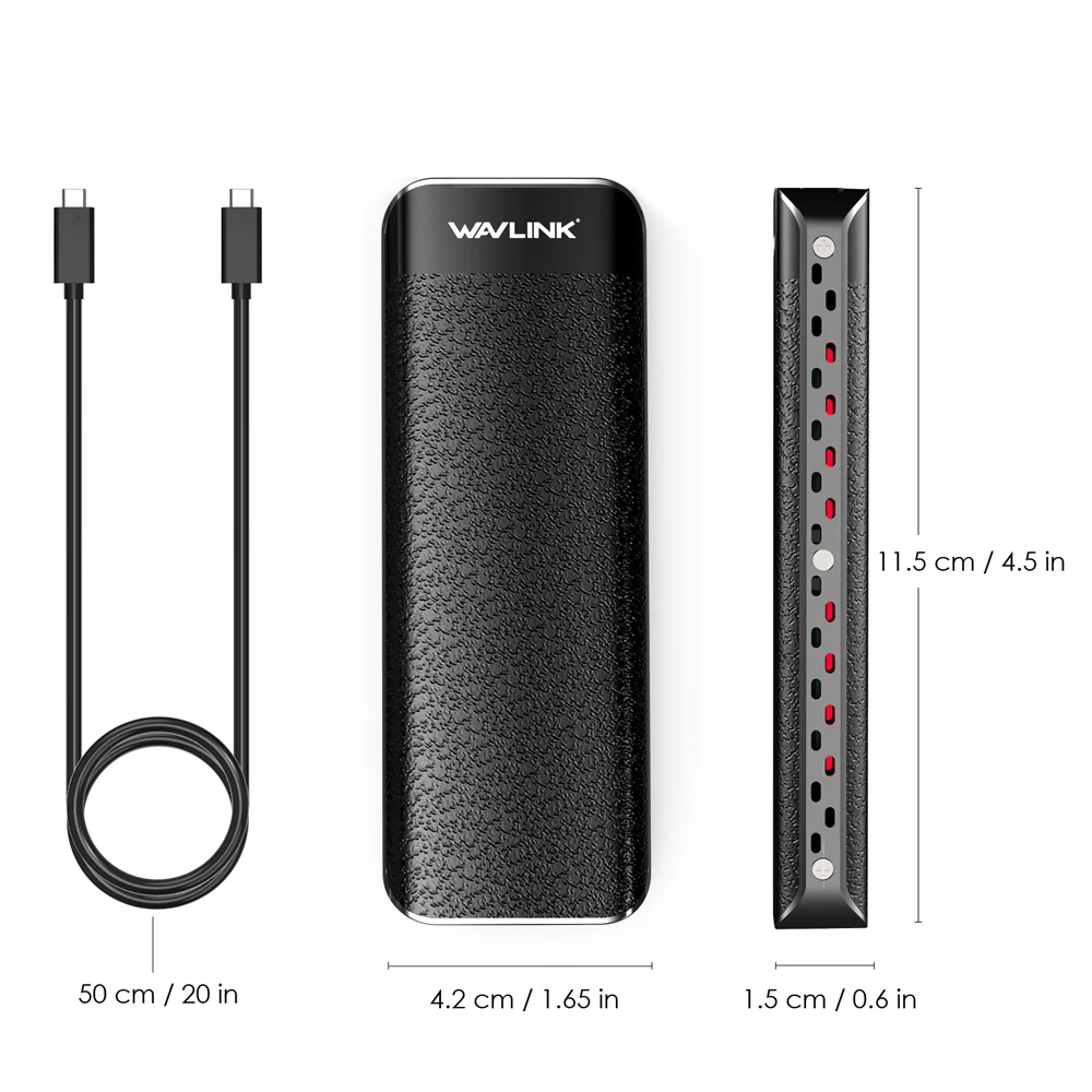 Obudowa Wavlink M.2 NVMe PCIe SSD z certyfikatem Intel Thunderbolt ™   3 40 Gb/s Transfer Aluminiowy Zewnętrzny 2 TB Dla Windows i Mac OS