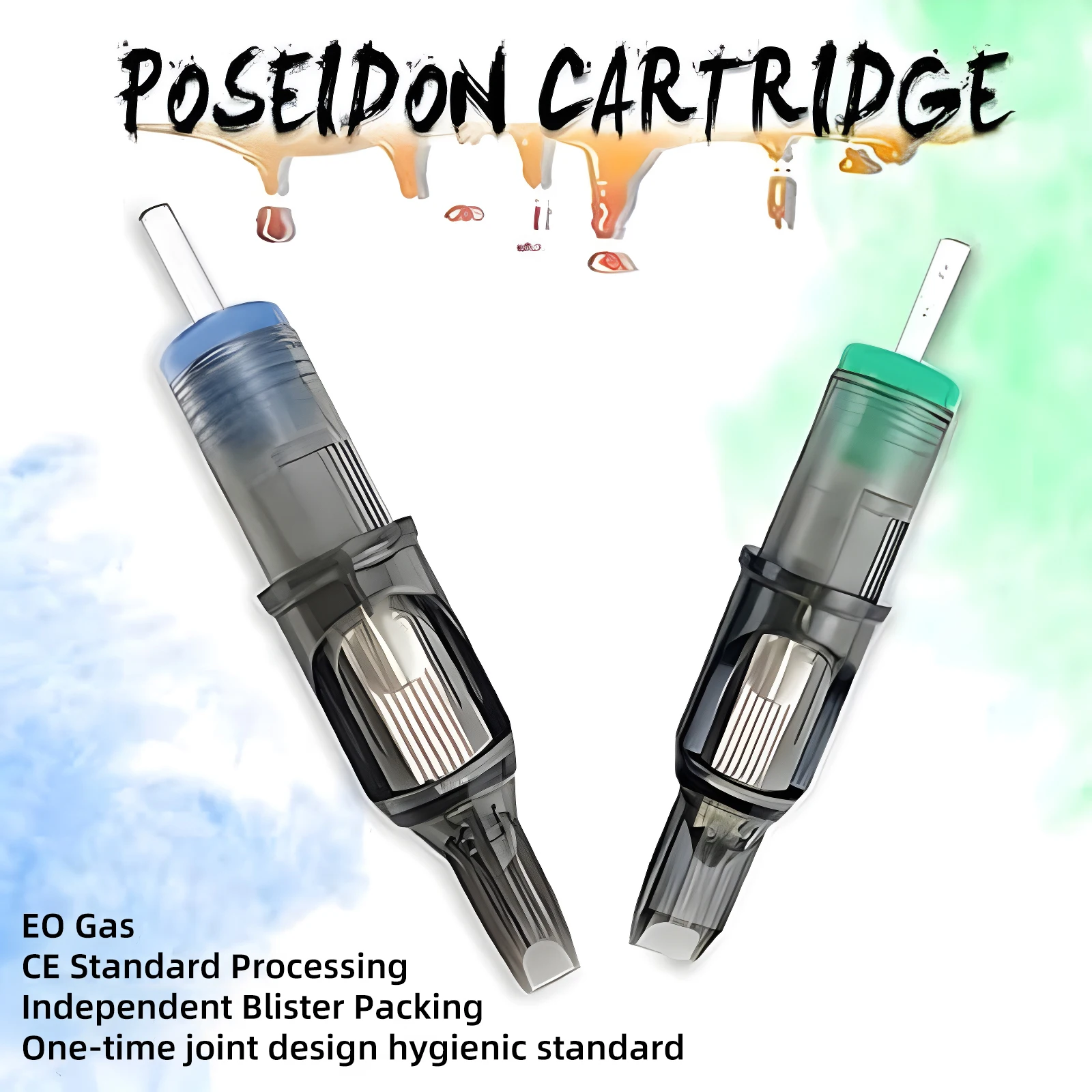 POSEIDON 50pcs Mixed Tattoo Needle Liner Shader With Safety Cartridges Disposable Sterile Tattoo Needles for Tattoo Machine Pen