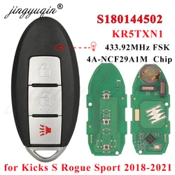 jingyuqin S 180144502 Llave de coche inteligente para Nissan Kicks S Rogue Sport 2018 2019 + mando a distancia 433Mhz Chip 4A 285E3-5RA0A KR5TXN1