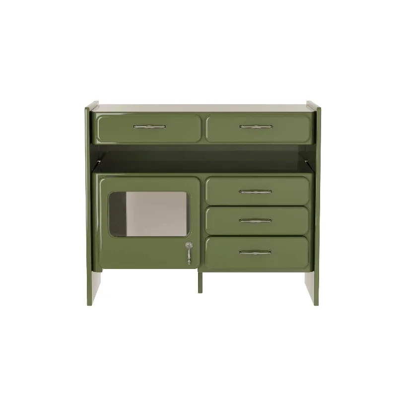 Cream retro pendant coffee cabinet, living room home storage side cabinet, bedroom drawer glass display cabinet