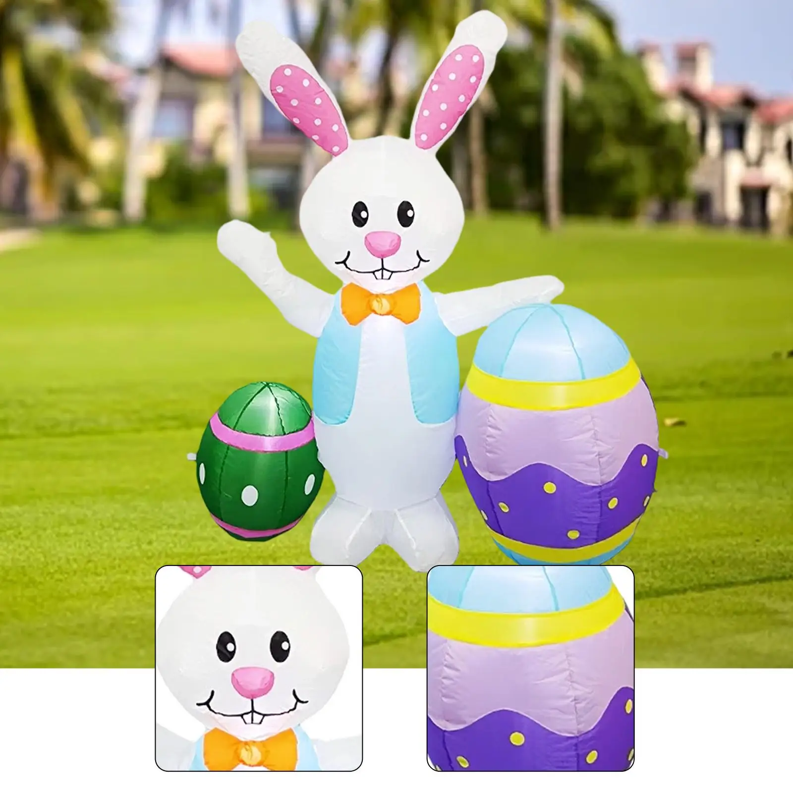 

Пасхальный надувной кролик, забавный большой устойчивый к атмосферным воздействиям освещенный уличный декор, украшение в виде кролика и яйца для наружного праздничного лужайки