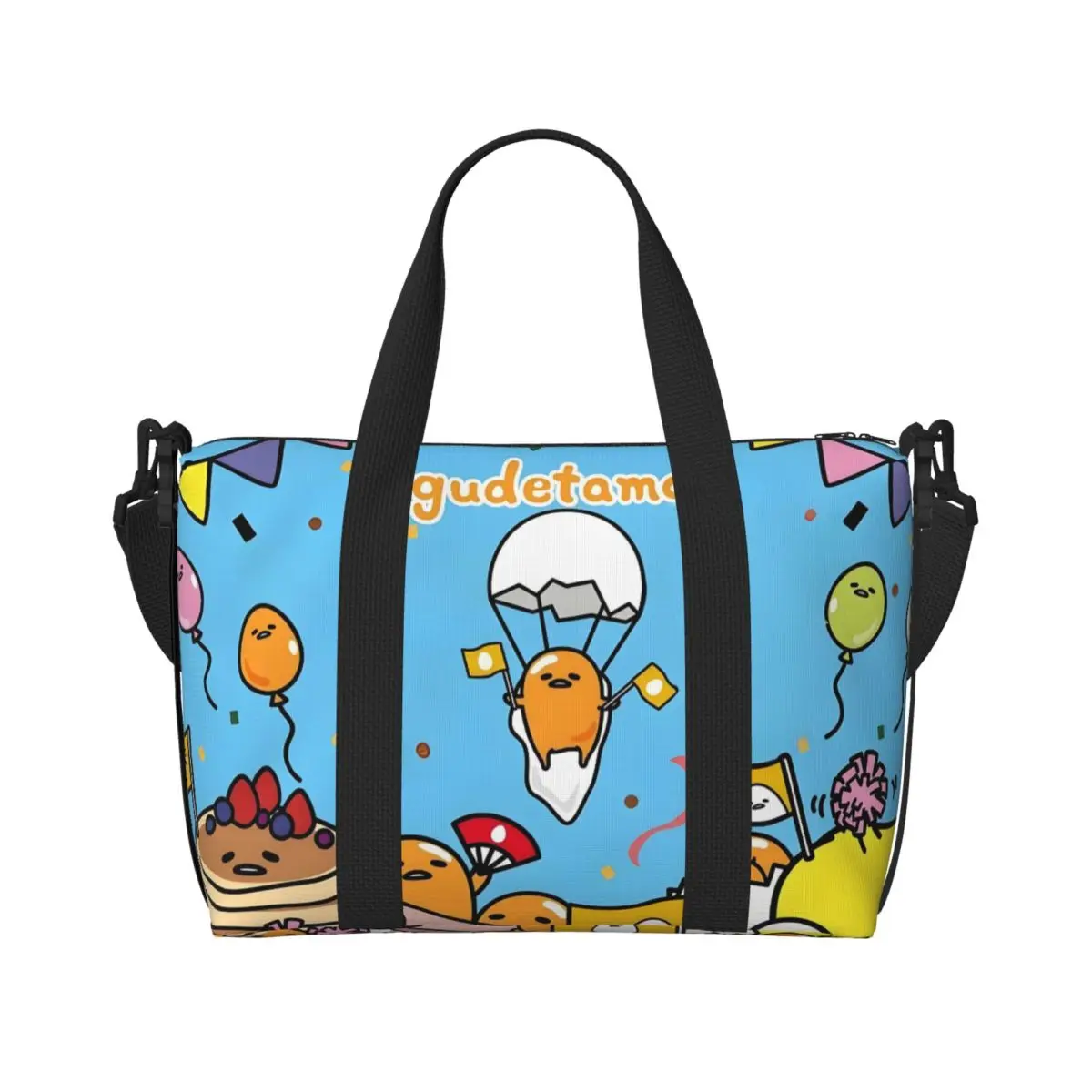 

Custom Large Anime Gudetama Cartoon Tote Bag for Women Shopper Shoulder Gym Beach Travel Bag
