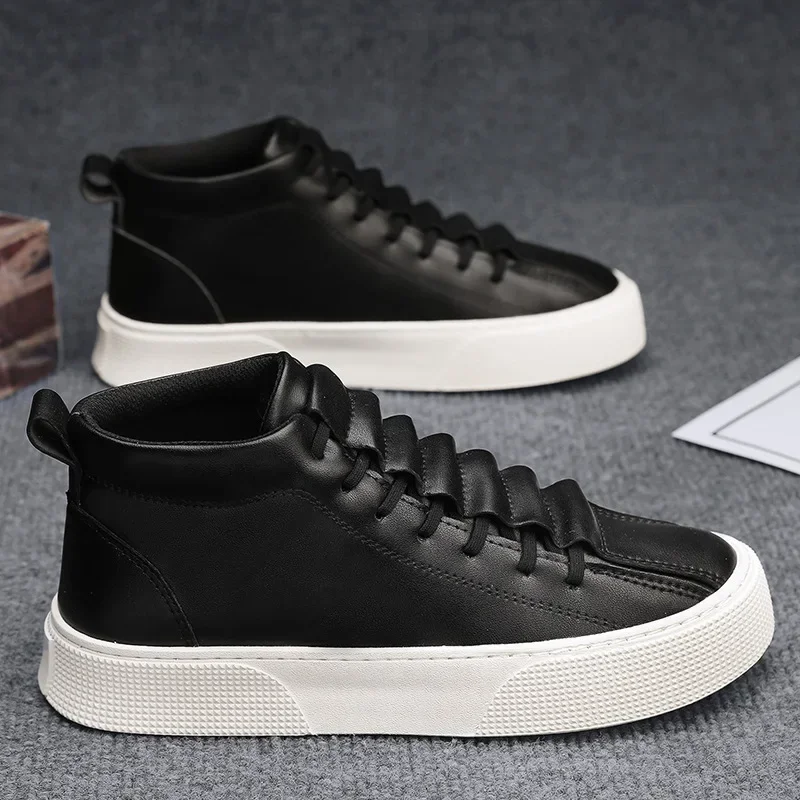 

New high top casual white shoes, trendy, versatile, wear-resistant, one foot sports board shoes, high-end trendy shoes