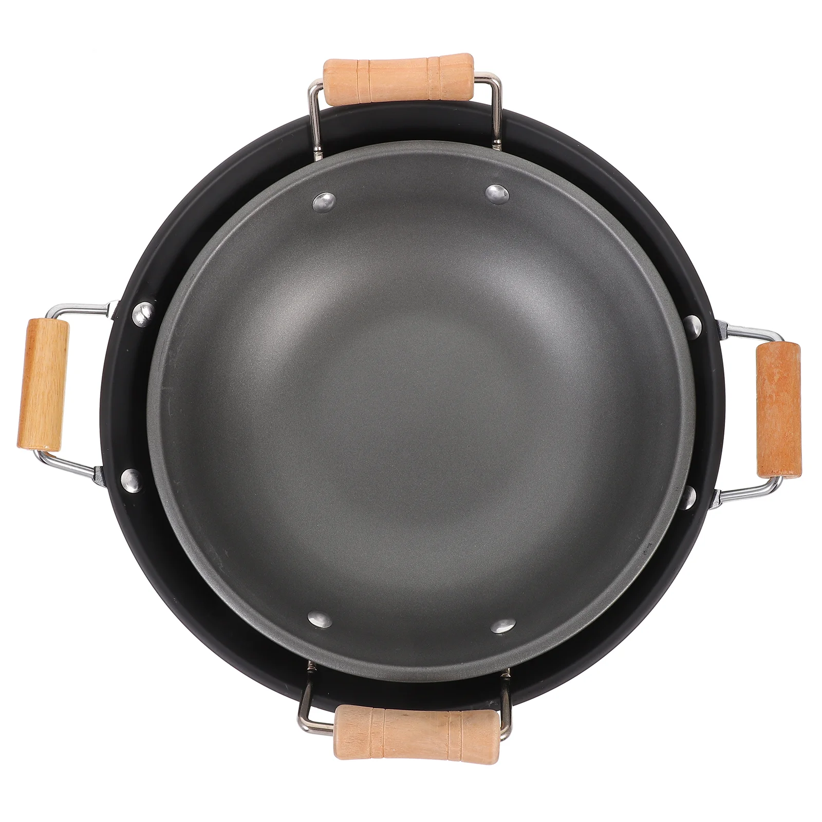 Stainless Steel Griddle Double Handle Cooking Pan Kitchen Supply Pot Takeaway Frying Pans Nonstick with Lid