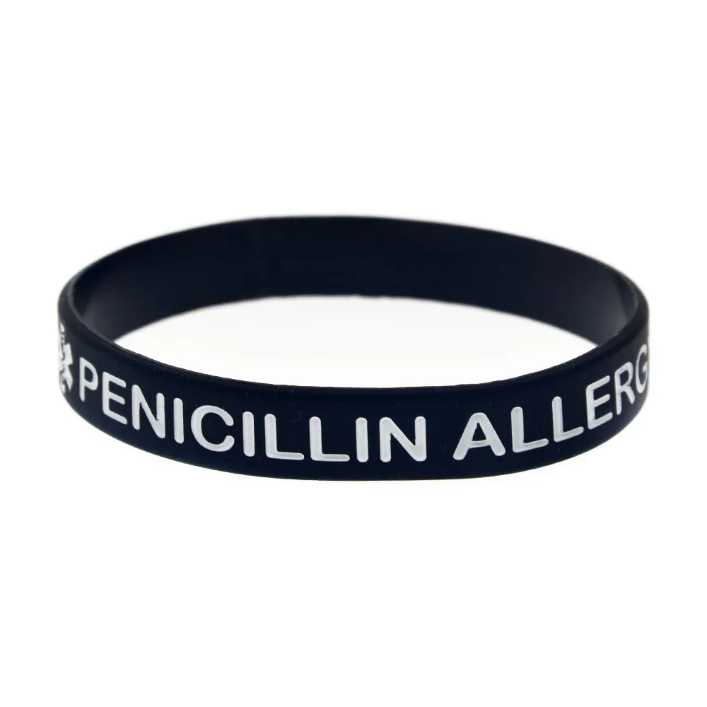 1 PC PENICILLIN ALLERGY Silicone Wristband Debossed Logo