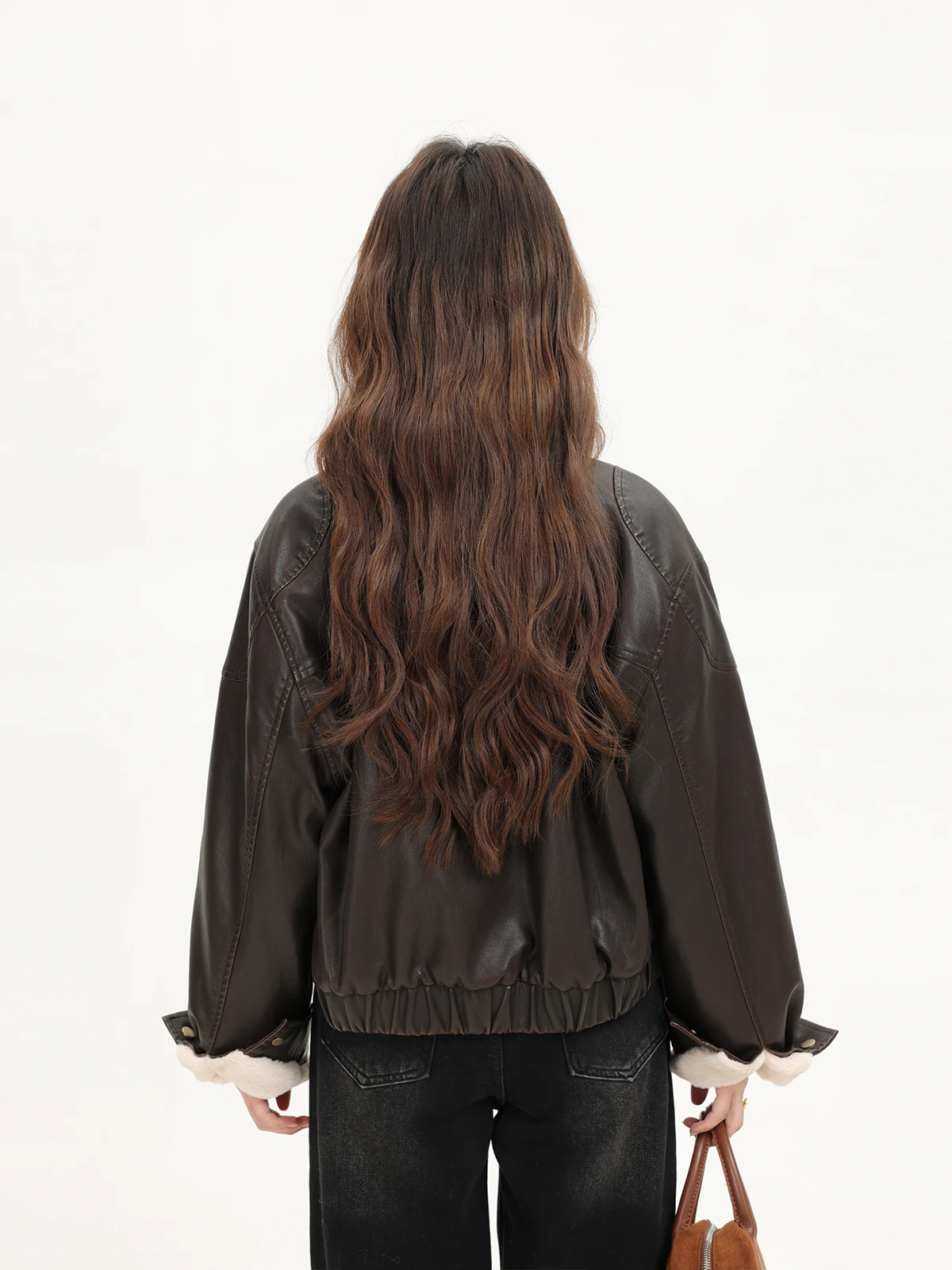 Coreano sle ort thiened motocicleta jaet inverno quente gola casaco de motociclista doce legal americano retro couro do plutônio