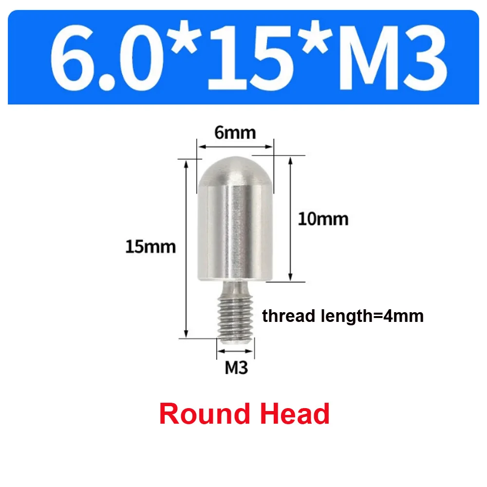 10 Stück/Beutel Edelstahl 303 Positionierstifte M6 Konischer Rundkopf mit Flachkopf Außengewinde Metall-Einsatzschraube 5mm Verriegelungsbefestigung – Detail 31